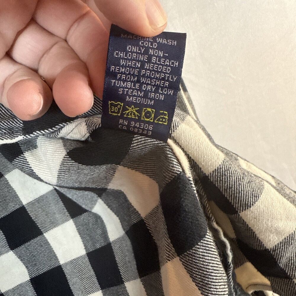 Ralph Lauren Sport Black White Check 100% Cotton Button Up Shirt Womens Size 12 - Picture 9 of 13